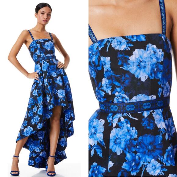 Alice + Olivia Florence Dream Floral Royalty High Low Maxi Gown Size 8 - Picture 2 of 11